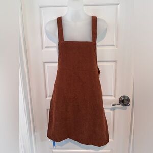 Cupshe Bethel Brown Suede Mini Overall Dress Sz XS NWT